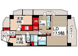 BeCITYベイウイング 2LDKの間取図画像