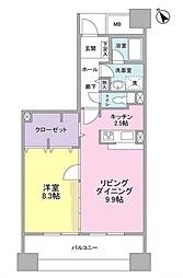 UR都市機構アーバンライフ月島駅前イースト 1LDKの間取図画像