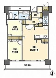 ザ・パークハウス晴海タワーズティアロレジデンス 2LDKの間取図画像