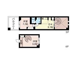 レジデンスシャルマン月島 2DKの間取図画像