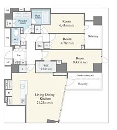 ザ・パークハウス西麻布レジデンス 3LDKの間取図画像