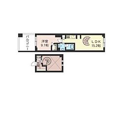 レジデンスシャルマン月島 1LDKの間取図画像