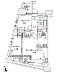 パークナードフィット南青山Vista 2LDKの間取図画像