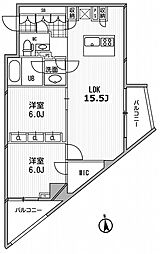 アーデン芝公園 2LDKの間取図画像