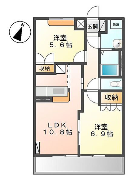 ミネルバB棟 ｜千葉県野田市清水(賃貸アパート2LDK・2階・54.45㎡)の写真 その2