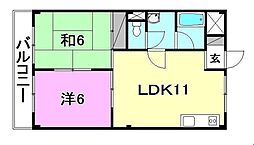 コーポ今村 2LDKの間取図画像