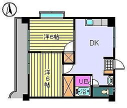レジデンス華 2DKの間取図画像