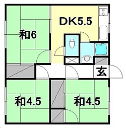 大成マンション 3DKの間取図画像