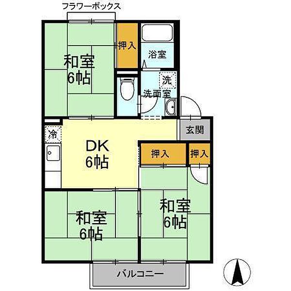 ファミール北久米 202 号室｜愛媛県松山市北久米町(賃貸アパート3DK・2階・54.39㎡)の写真 その2