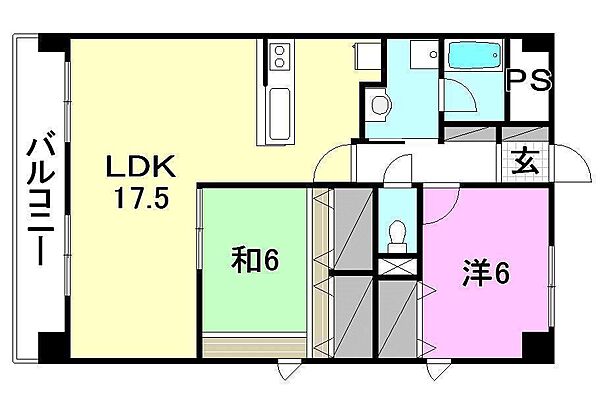 ロイヤルアネックスはなみずき 207 号室｜愛媛県松山市西石井4丁目(賃貸マンション2LDK・2階・60.22㎡)の写真 その2