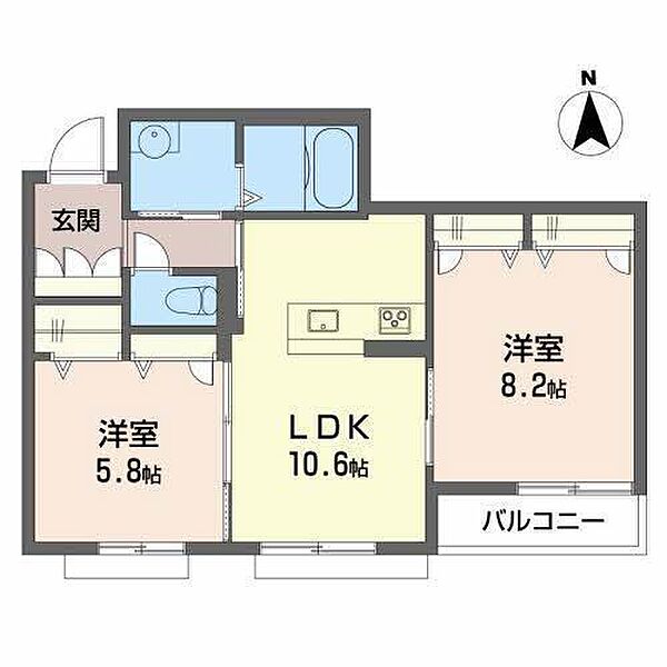 ユキコート椿 203 号室｜愛媛県松山市居相5丁目(賃貸マンション2LDK・2階・56.16㎡)の写真 その2