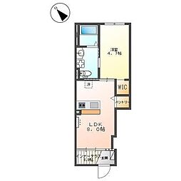 ボンヌール・リガシー 1LDKの間取図画像