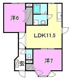 ヴィラ軽井沢C 2LDKの間取図画像