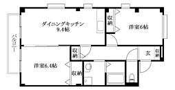 フォブール沖 2DKの間取図画像