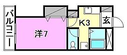 東一万ビル 1Kの間取図画像