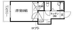ピスカートル・ケイ 1Kの間取図画像