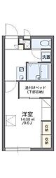 レオパレスサンホワイト枝松 1Kの間取図画像
