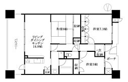 アルファステイツ勝山通り 3LDKの間取図画像