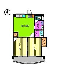 メゾン夢来 2DKの間取図画像