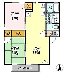 リッツハウス森松A 2LDKの間取図画像