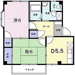 コーポフォレスト 2DKの間取図画像