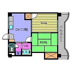 亀田ビル 4階2DKの間取り