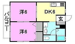 ディアスK2 2DKの間取図画像
