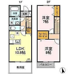 ピアチェーレ久万ノ台A 2LDKの間取図画像