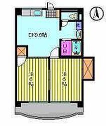 メゾン夢来 2DKの間取図画像