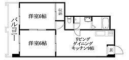 カサグランデ市坪 2LDKの間取図画像