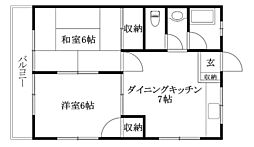 コーポさつき 2DKの間取図画像