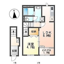 シャイン・ウェスト 1LDKの間取図画像