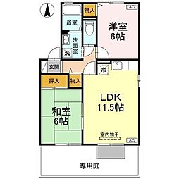 セジュール西余戸B 2LDKの間取図画像