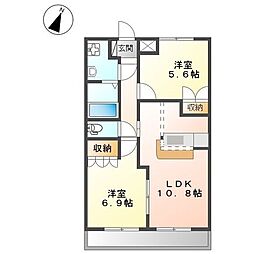 ティアレ 2LDKの間取図画像