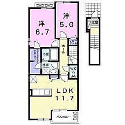 サンモールYOU 2LDKの間取図画像