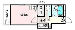 プレシアス紅葉町 1Kの間取図画像