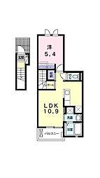 アンビエンテ　アイ 205 号室 2階1LDKの間取り