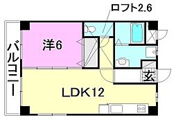 ボンヌ.シャンス 1LDKの間取図画像