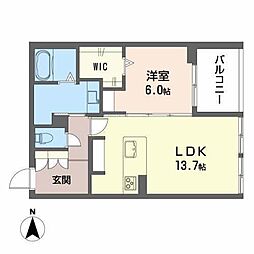 キャメリア 1LDKの間取図画像