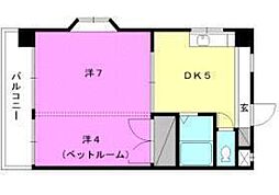 ピースフル21 1DKの間取図画像