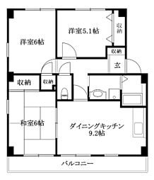 フォブールトロワ片岡 3DKの間取図画像