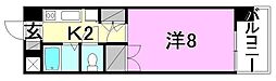 メゾン中村3 1Kの間取図画像