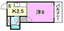 グリーンハイツ正岡 205 号室 2階1Kの間取り