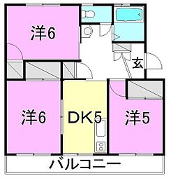 八束ハイツ 3DKの間取図画像