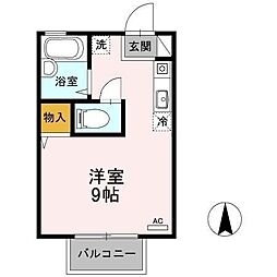 セジュールはるる ワンルームの間取図画像