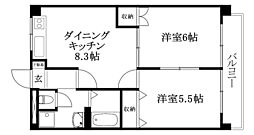 スカイコート 2LDKの間取図画像