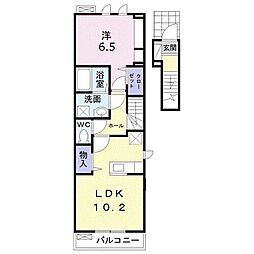 クレメント・ツバキ 1LDKの間取図画像