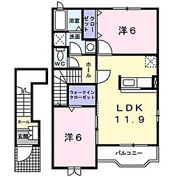 アプローズ 2LDKの間取図画像