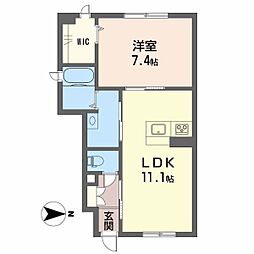 フェリシードひめばらA 1LDKの間取図画像