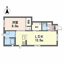 プランドール市坪 1LDKの間取図画像
